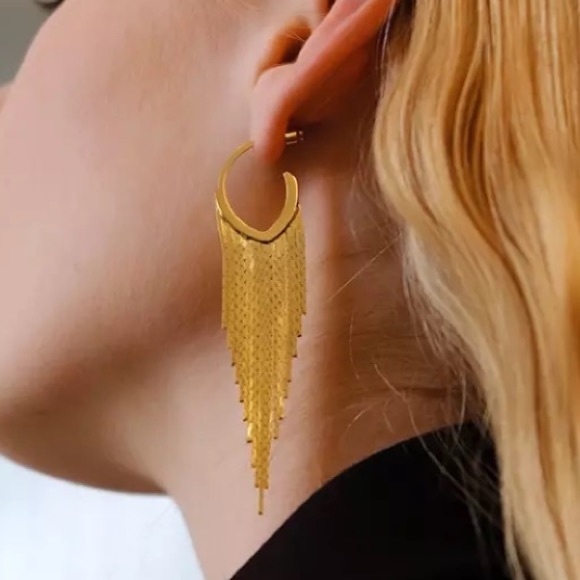 18K gold plated tassels earrings - Picture 3 of 6